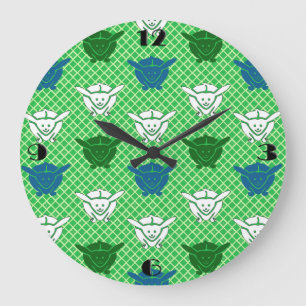 Japanese rabbit print, green, blue and white large clock