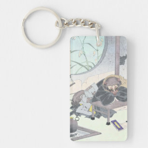 Japanese Raccon Dog Tanuki Ukiyo-e by Yoshitoshi Keychain