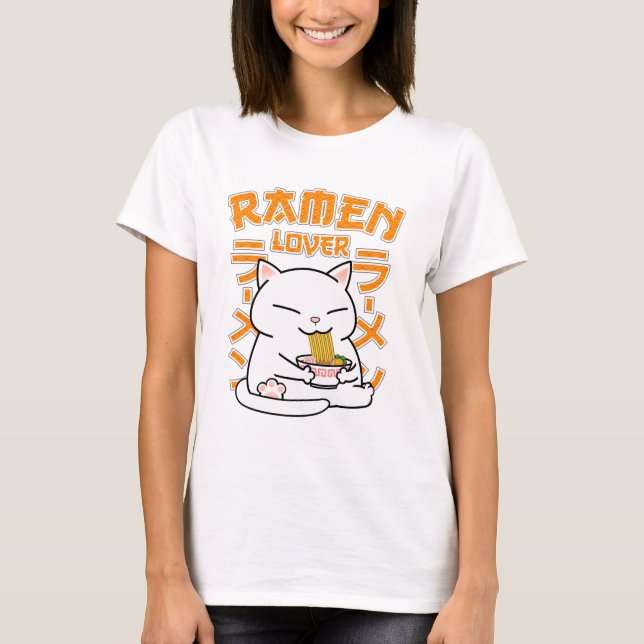 Japanese Ramen Cat Ramen Lover T-Shirt (Front)