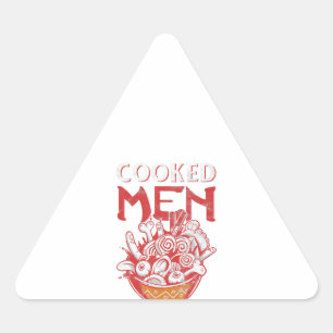 Japanese Ramen Food Pun Humour Cooked Men Kawaii Triangle Sticker