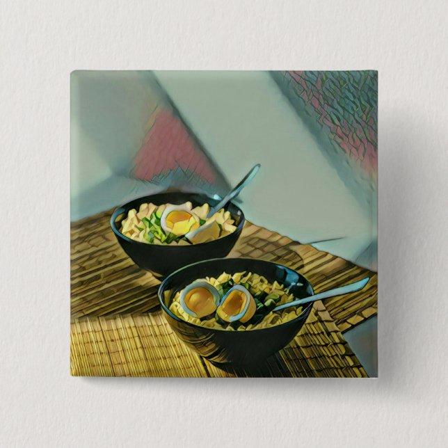 Japanese Ramen Gift 2 Inch Square Button (Front)