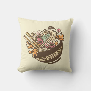 Japanese Ramen Noodle Throw Pillow