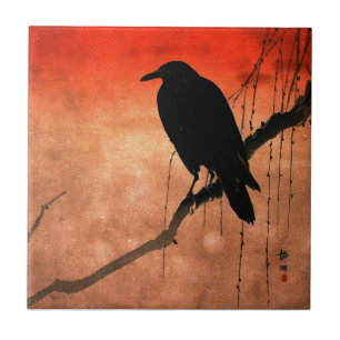 Japanese Raven Ceramic Tile