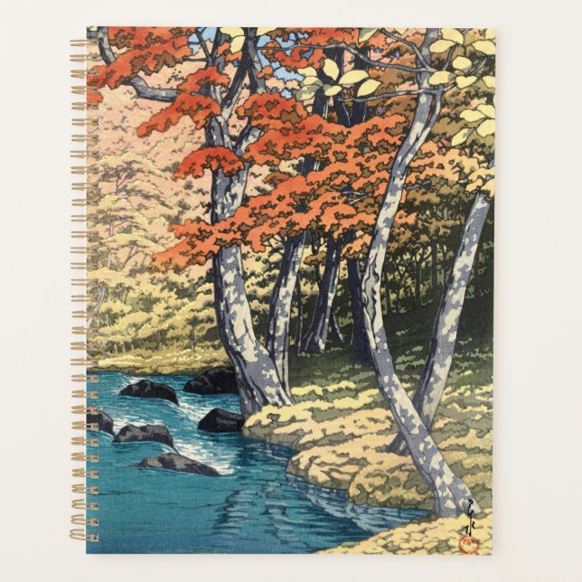 Japanese Red Maple River Shin-hanga Poster Planner (Front)