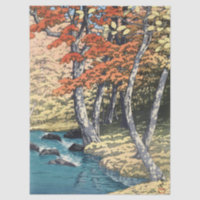 Japanese Red Maple River Shin-hanga Poster