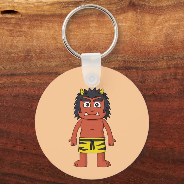 Japanese Red Oni: Cool Yokai Keychain (Front)