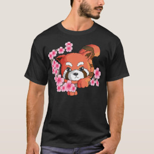 Japanese Red Panda Cherry Blossom Tree Fan Bamboo  T-Shirt