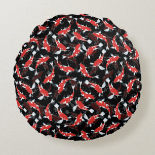 Japanese Red Pond Fishes - Koi Fish Pattern Round Pillow
