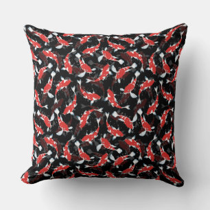 Japanese Red Pond Fishes - Koi Fish Pattern Throw Pillow