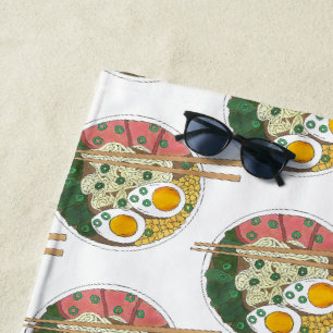 Japanese Restaurant Food Ramen Noodle Soup Foodie Beach Towel