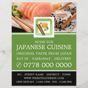 Japanese Restaurant, Sushi Advertising Flyer