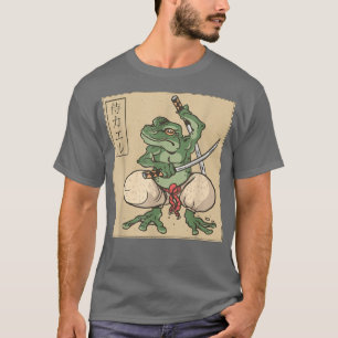 Japanese Retro Art Frog Samurai Katana T-Shirt