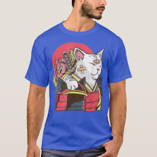 Japanese Retro Samurai Cat Bushido Warrior T-Shirt
