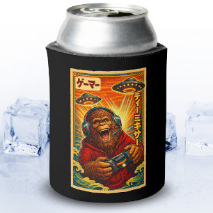 Japanese Retro Vintage UFO Bigfoot Funny Gamer Can Cooler