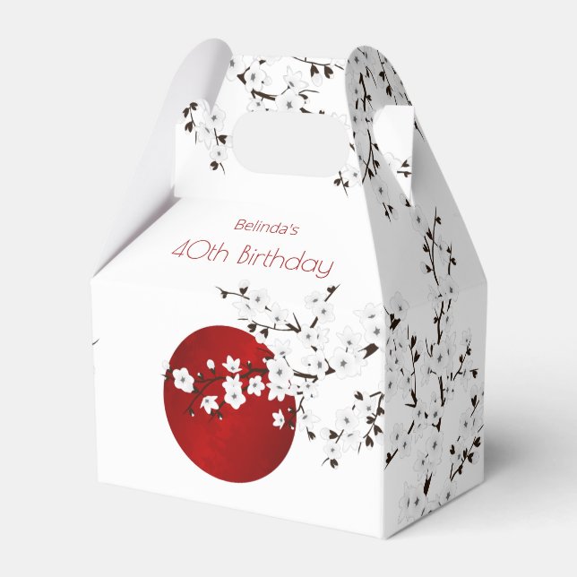 Japanese Rising Sun Thank You Birthday  Favor Box (Front Side)