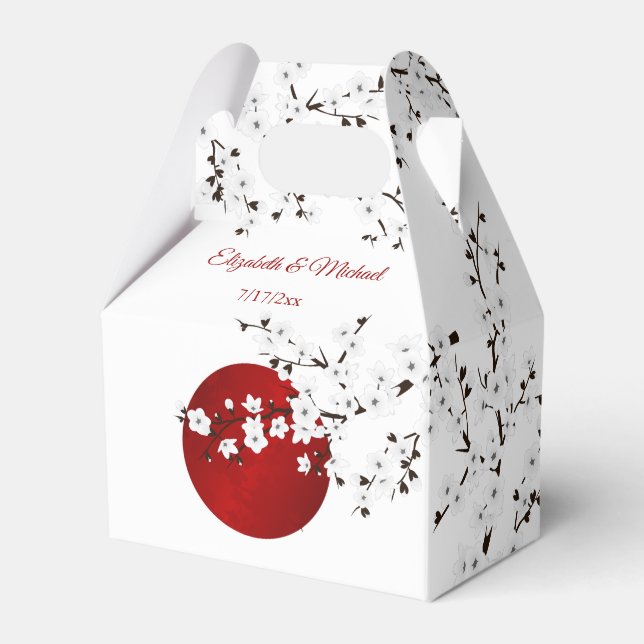 Japanese Rising Sun Thank You Wedding Favor Box (Front Side)