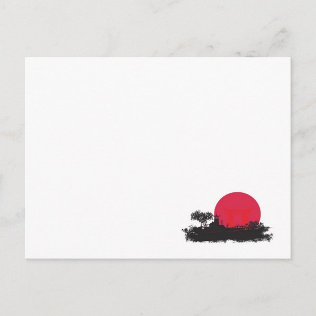 Japanese Rising Sun Wedding Writable Place Card (Front)
