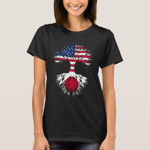 Japanese Roots American Grown Tree USA Flag Funny T-Shirt