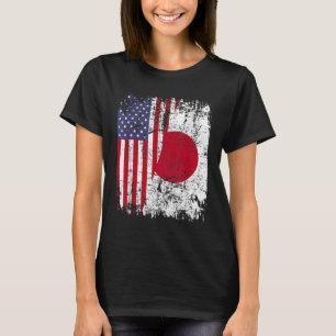 JAPANESE ROOTS Half American Flag JAPAN T-Shirt