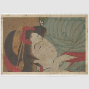 Japanese Sad Girl Woodblock Print Ukiyo Style Tissue Paper