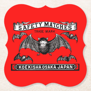 Japanese Safety Matches Art Bats Paper Coaster