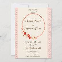 Japanese Sakura Asanoha Wedding Invitation