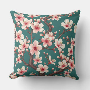 Japanese Sakura Bloom Throw Pillow