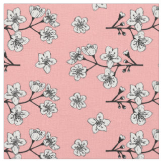 Japanese Sakura Blossom Flowers Pattern Fabric