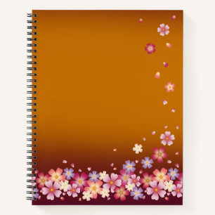 Japanese Sakura Blossoms Gold & Plum Customizable Notebook
