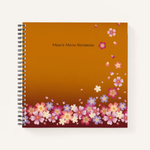 Japanese Sakura Blossoms Gold & Plum Customizable Notebook