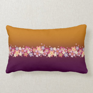 Japanese Sakura Blossoms Gold & PLum Lumbar Pillow