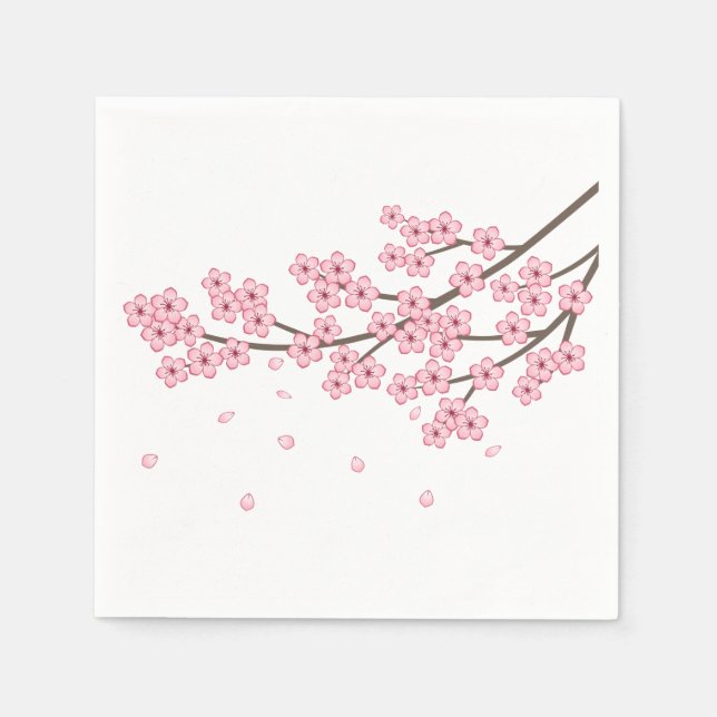 Japanese Sakura Cherry Blossom Branch Napkin (Front)