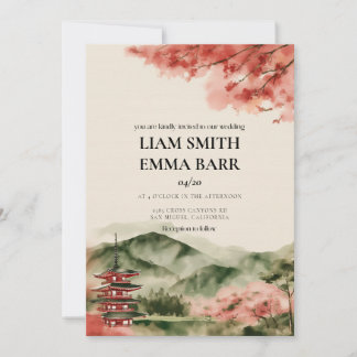 Japanese Sakura Cherry Blossom Wedding Invitation