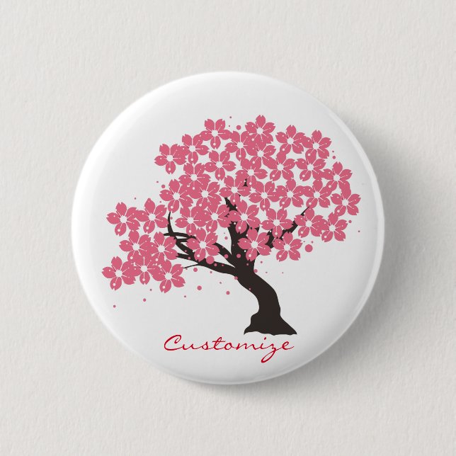 Japanese Sakura Cherry Blossoms Thunder_Cove 2 Inch Round Button (Front)