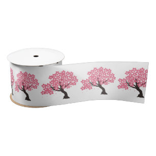 Japanese Sakura Cherry Blossoms Thunder_Cove Satin Ribbon