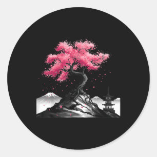 Japanese Sakura Garden Japan Mount Fuji Cherry Blo Classic Round Sticker