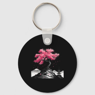 Japanese Sakura Garden Japan Mount Fuji Cherry Blo Keychain