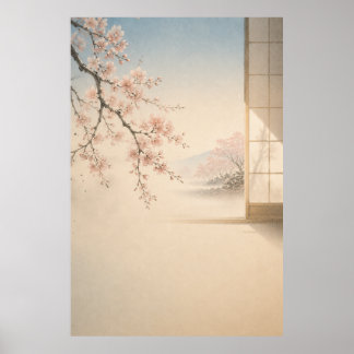 Japanese Sakura Garden Japandi Wall Art Poster