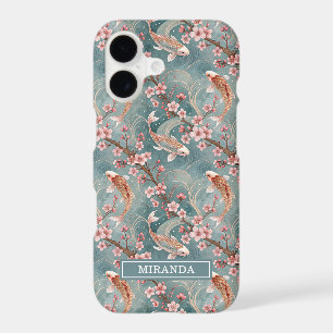 Japanese Sakura Koi Fish Pattern Monogrammed