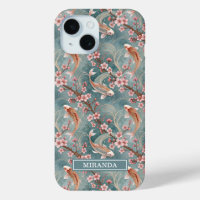 Japanese Sakura Koi Fish Pattern Monogrammed