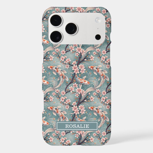 Japanese Sakura Koi Fish Print Monogrammed (Back)