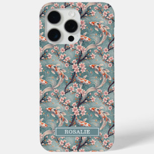 Japanese Sakura Koi Fish Print Monogrammed Case- iPhone 15 Pro Max Case
