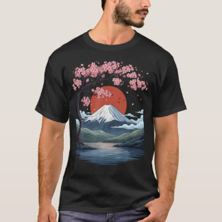 Japanese Sakura Mount Fuji Landscape Vintage T-Shirt