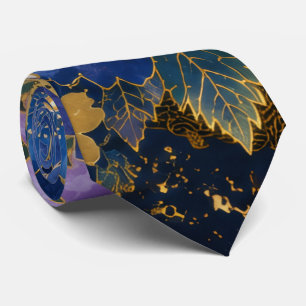 Japanese Sakura Necktie Navy Blue Kimono Floral