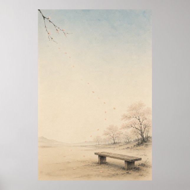 Japanese Sakura Path Japandi Wall Art Poster (Front)