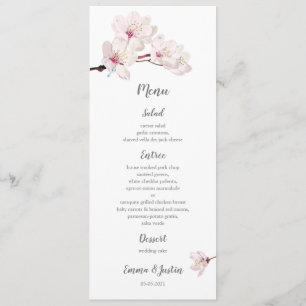 Japanese Sakura Pink Cherry Blossom Spring Wedding Menu