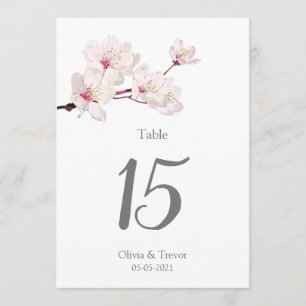 Japanese Sakura Pink Cherry Blossom Table Numbers