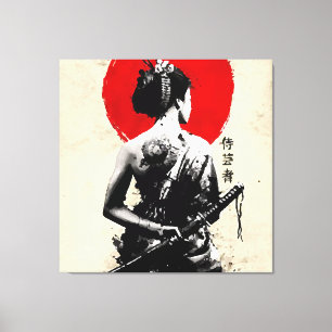 Japanese Samurai Abstract Stretched Canvas Print
