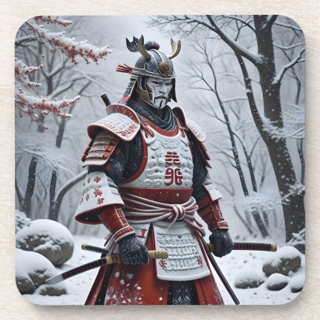 Japanese Samurai beverage coaster (Front)