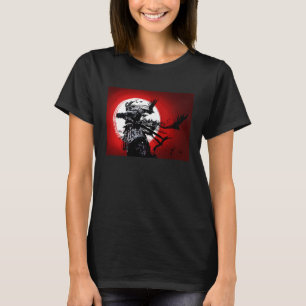 Japanese Samurai Bushido Warrior Moon With Crows T-Shirt
